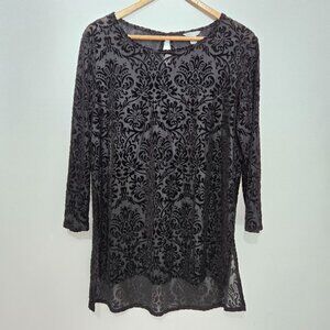 Cato Womens Whimsigoth Velvet Burnout Top Size M Black Fairy Grunge Goth Sheer